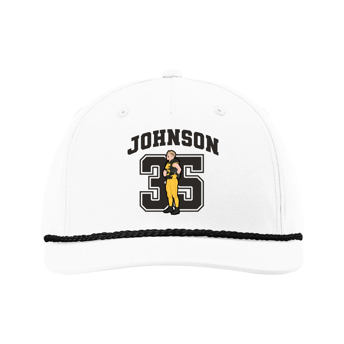 Five-Panel Classic Rope Cap — Number in White