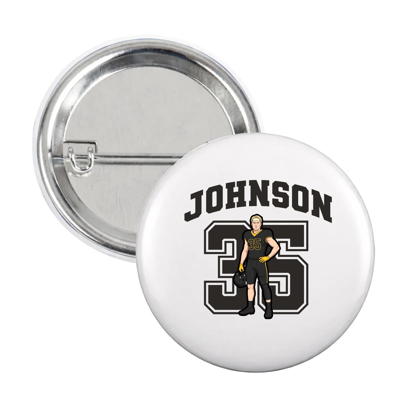 Game Day Button — Number in White