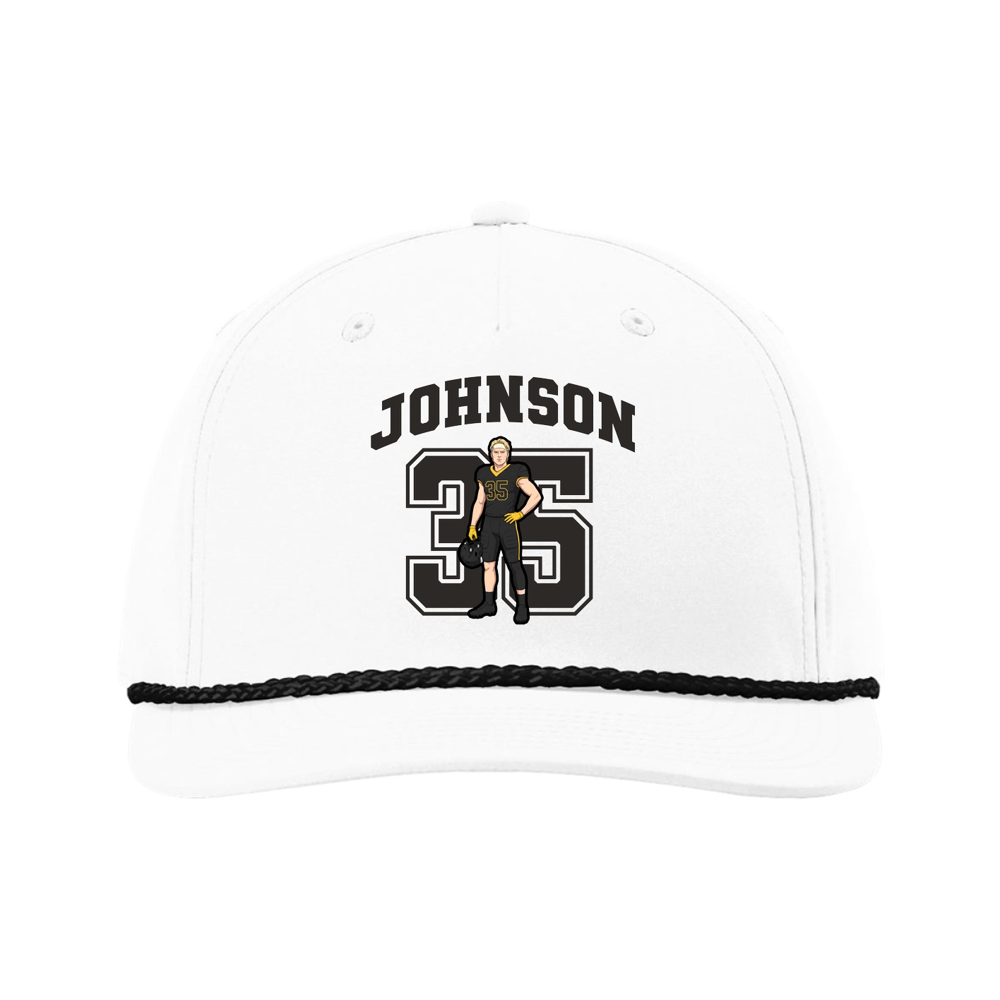 Five-Panel Classic Rope Cap — Number in White