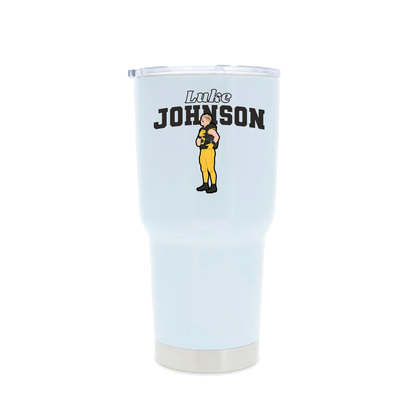 30oz Stainless Steel Tumbler — Name Arch in White