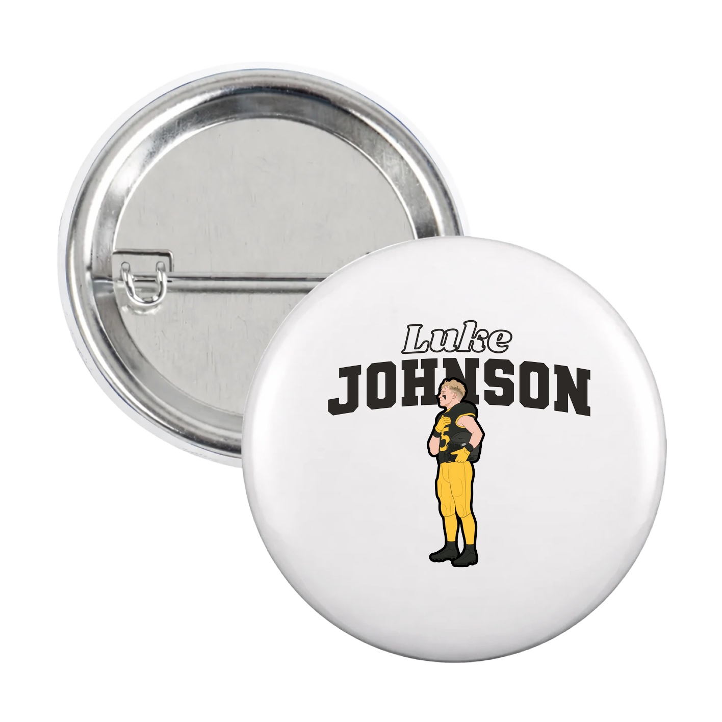 Game Day Button — Name Arch in White