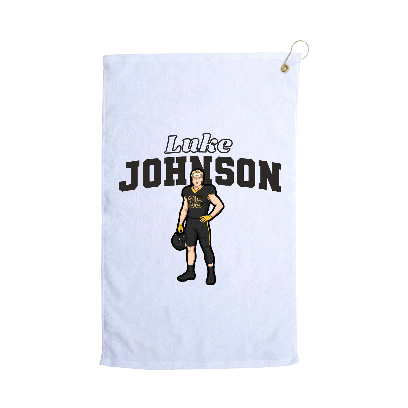 Golf Towel — Name Arch in White