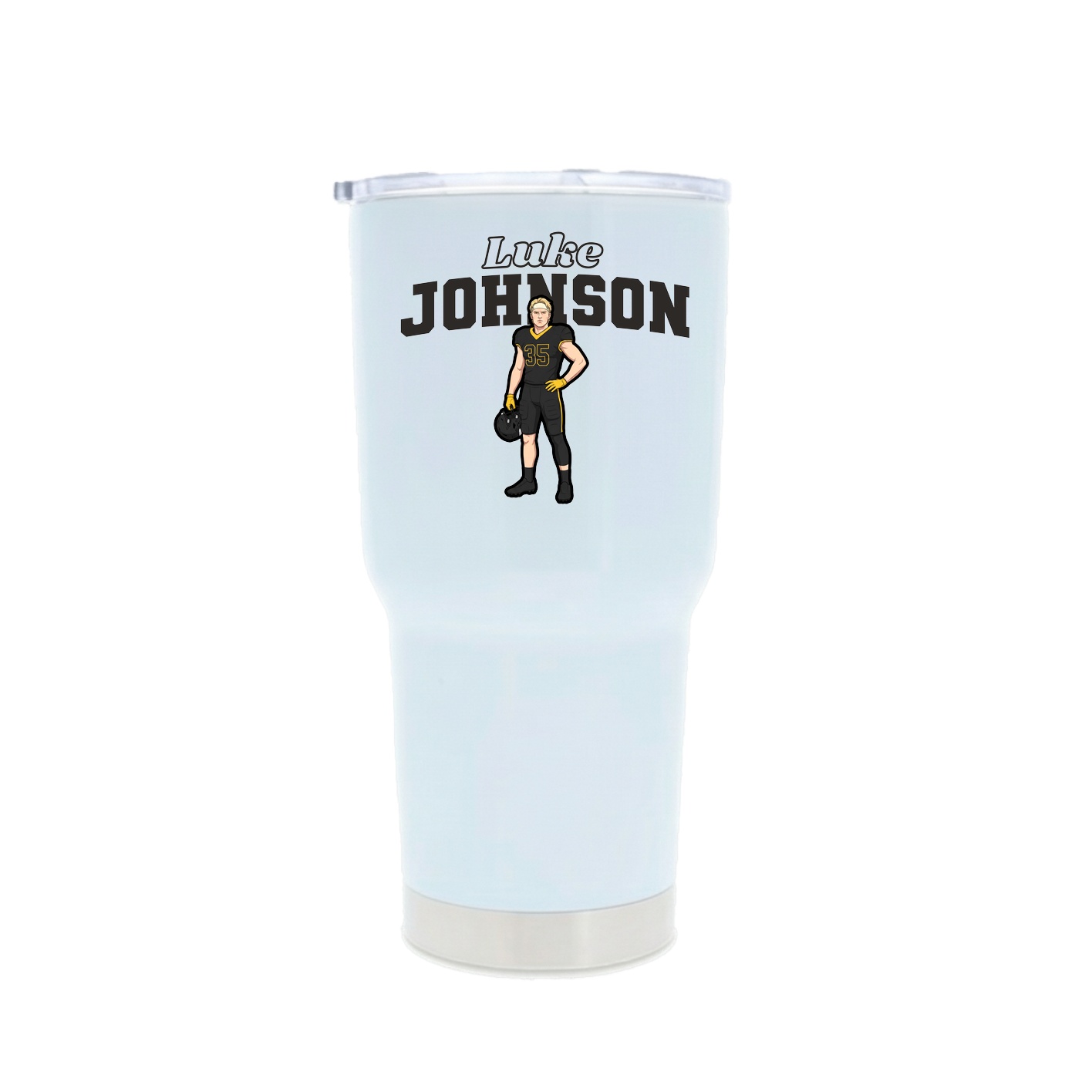30oz Stainless Steel Tumbler — Name Arch in White