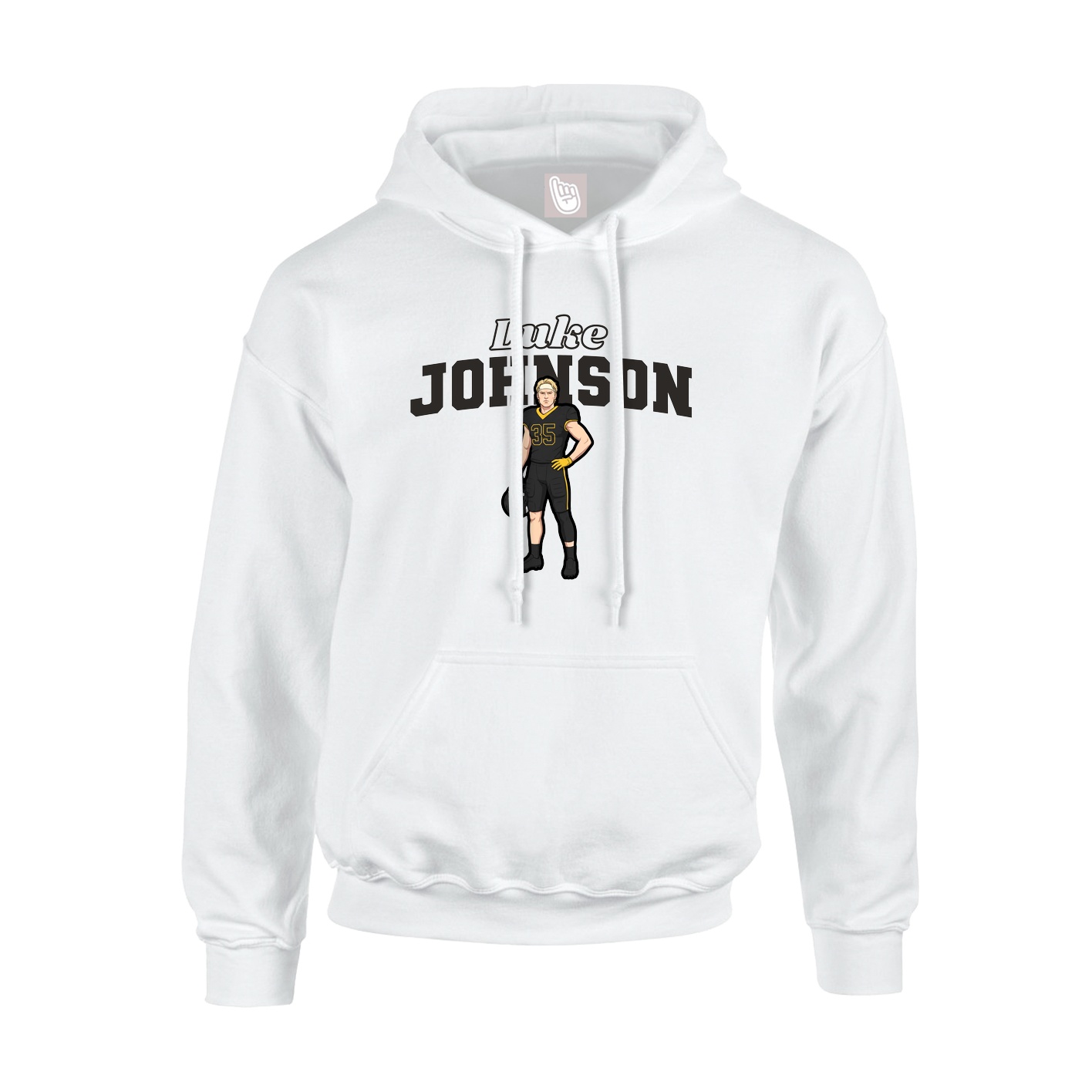 Youth Hoodie — Name Arch in White