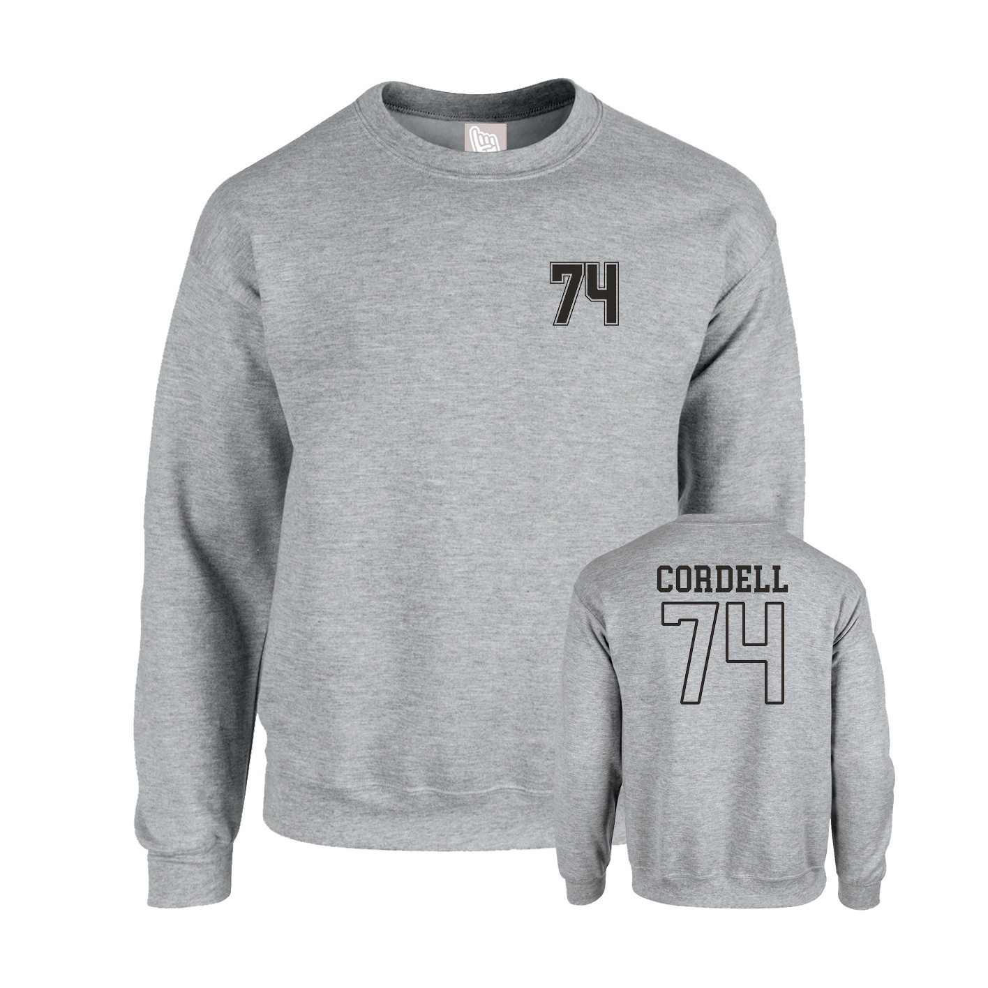 Fleece Crew — Chest Back in Grey