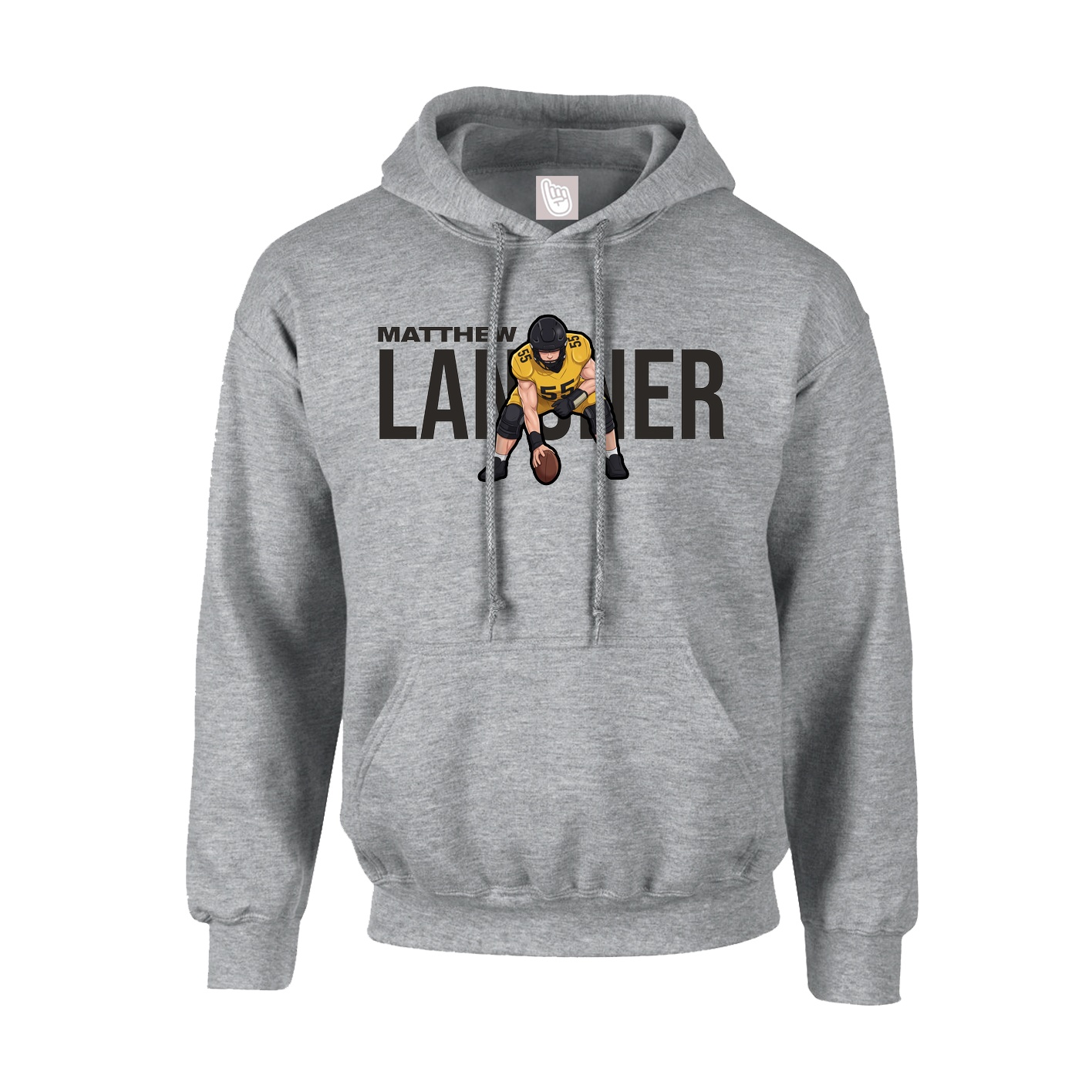 Hoodie — Player Name in Grey