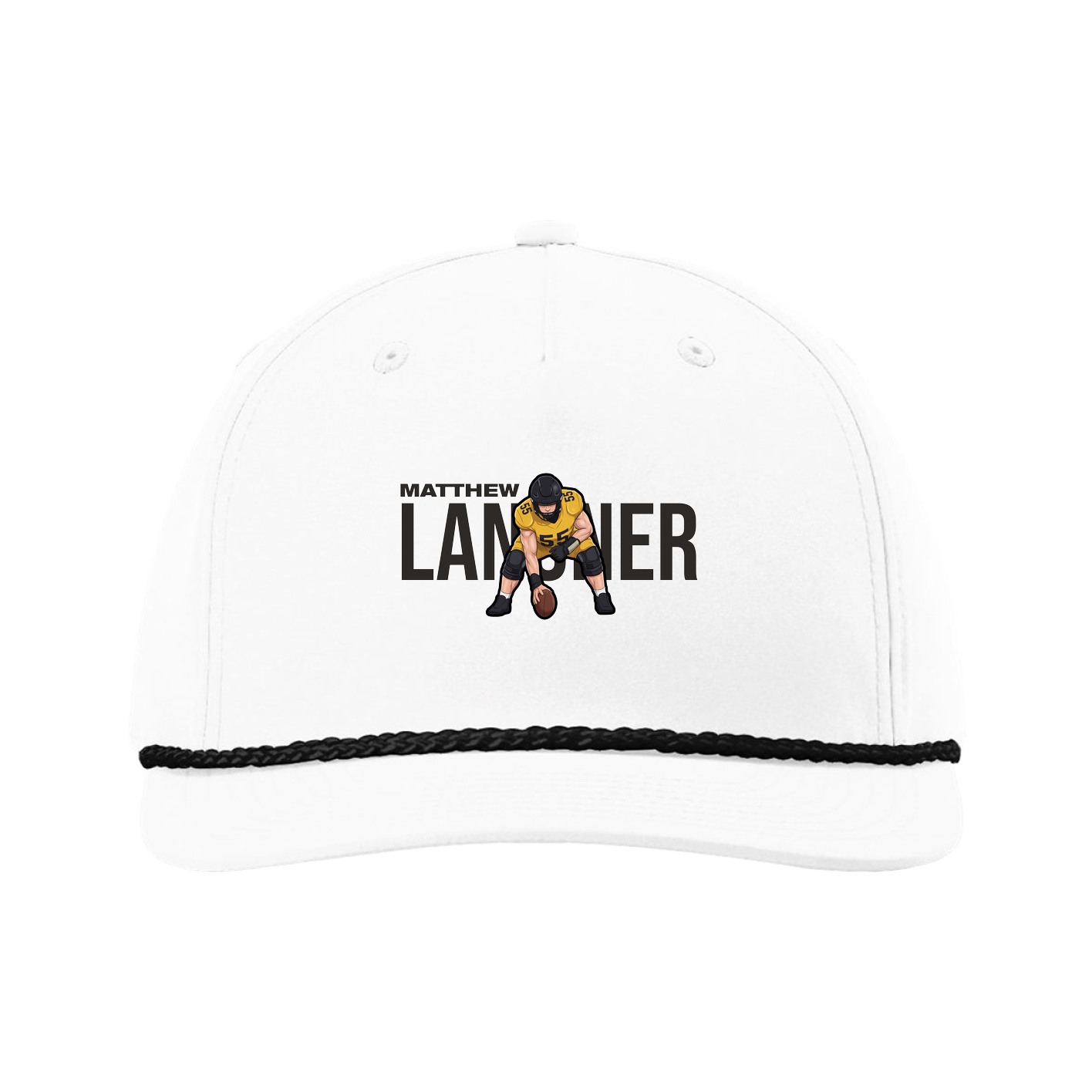 Five-Panel Classic Rope Cap — Player Name in White