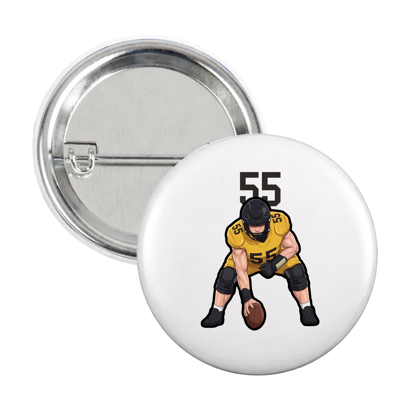 Game Day Button — Number Top in White
