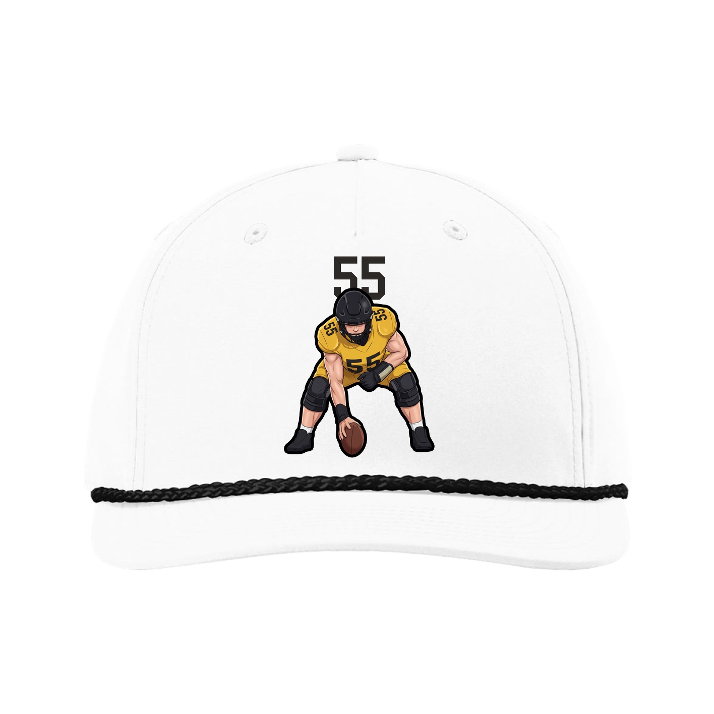 Five-Panel Classic Rope Cap — Number Top in White