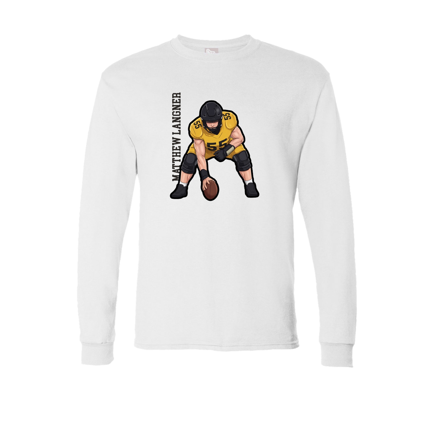 Long Sleeve Tee — Name Vertical in White