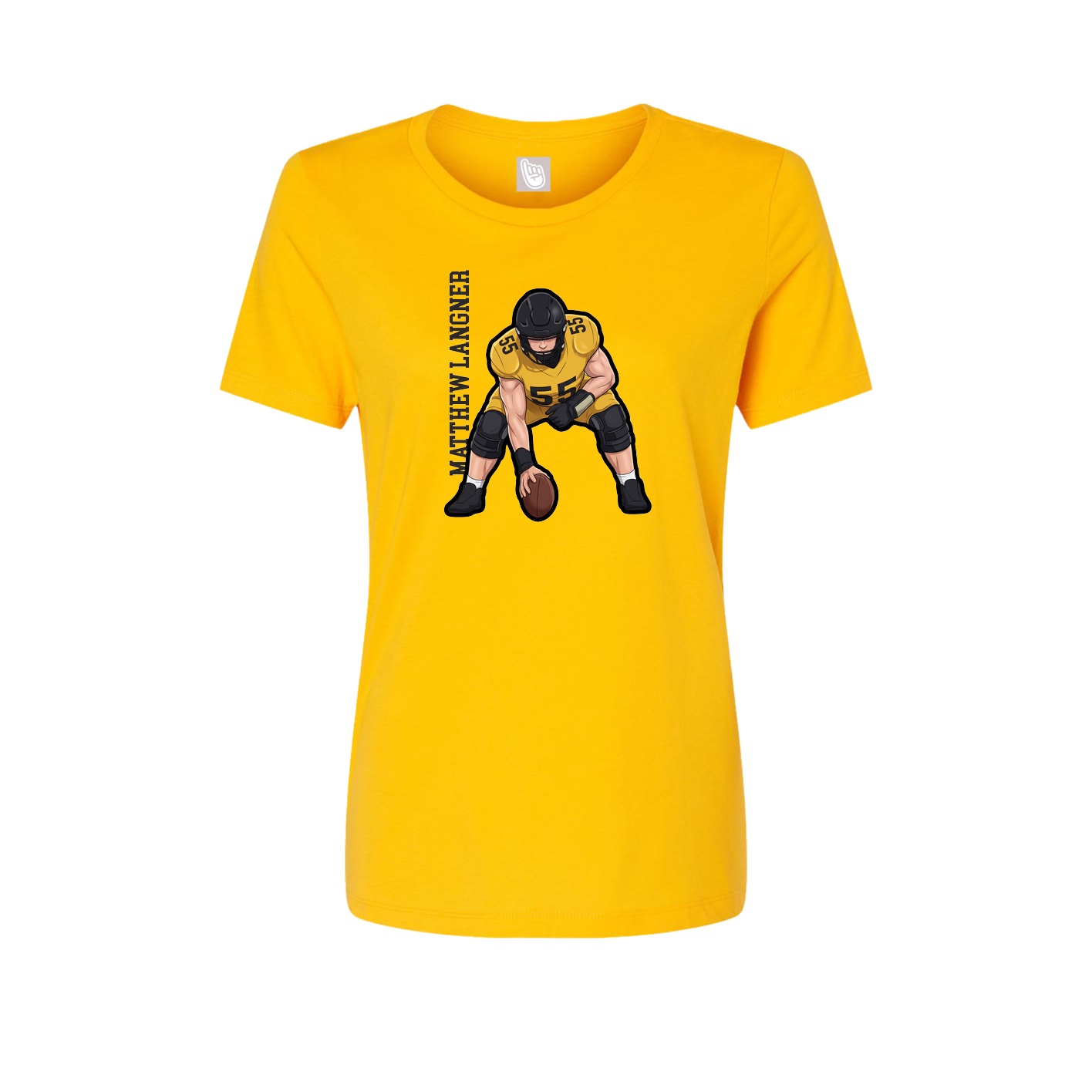 Fitted Women's Tee — Name Vertical in Gold