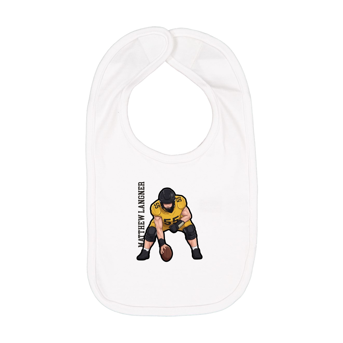 Infant Bib — Name Vertical in White