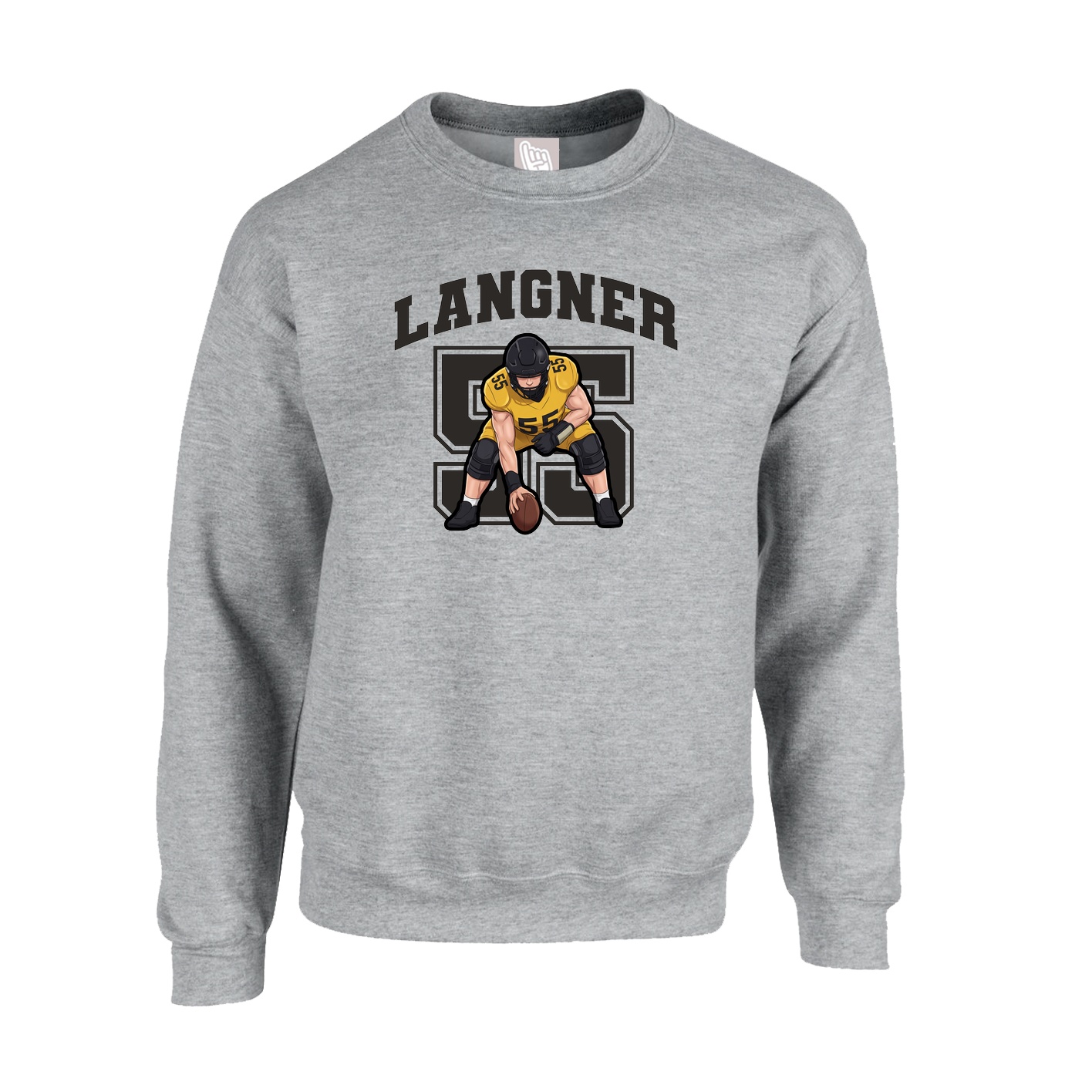 Fleece Crew — Number in Grey