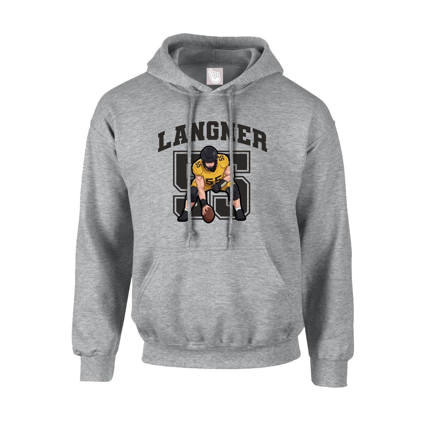 Youth Hoodie — Number in Grey