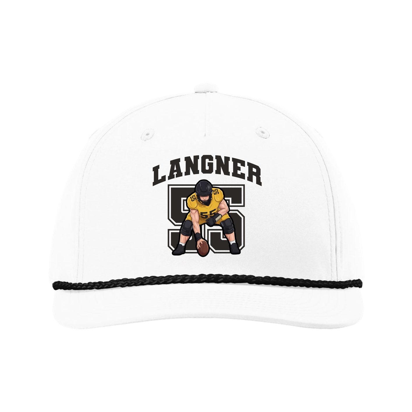 Five-Panel Classic Rope Cap — Number in White