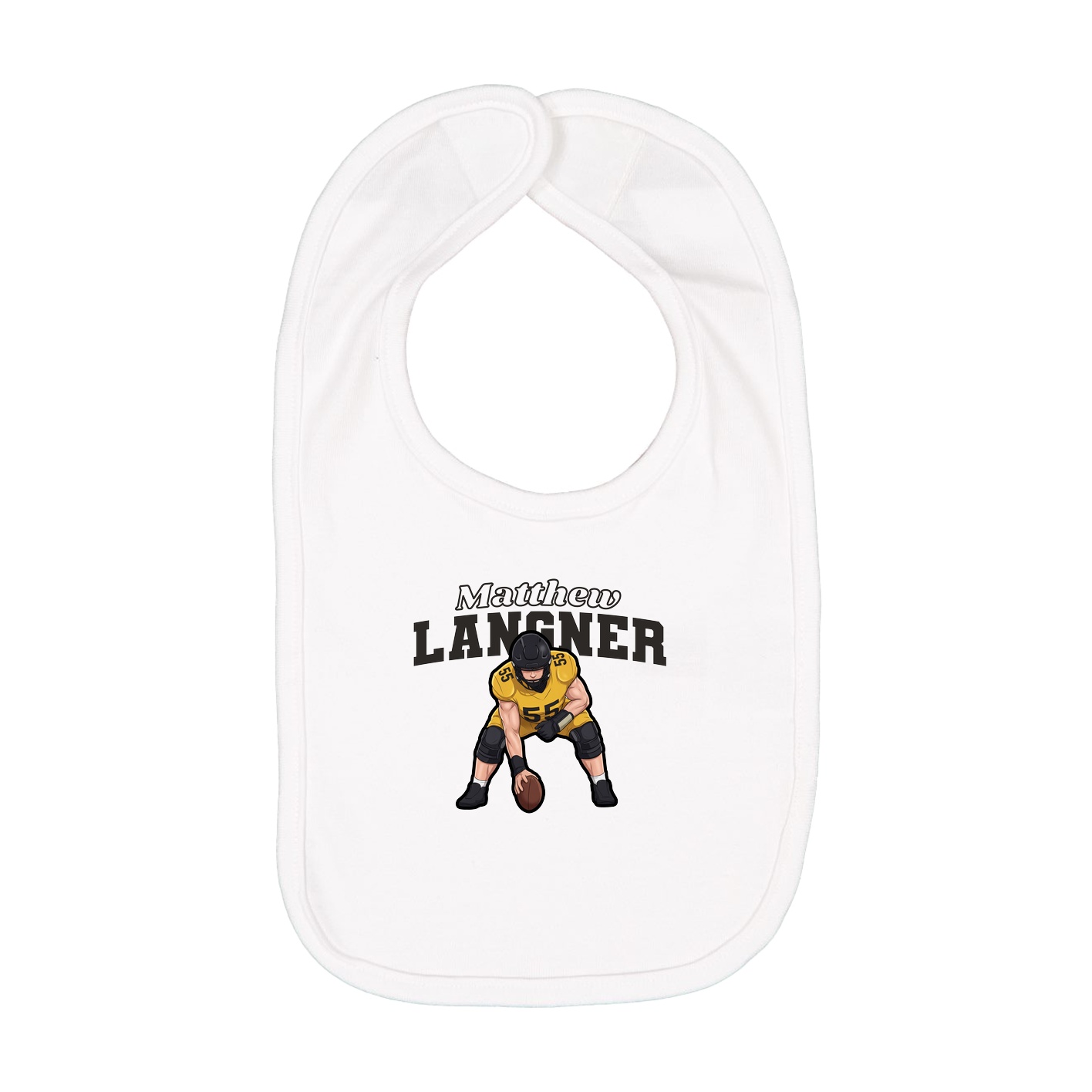 Infant Bib — Name Arch in White