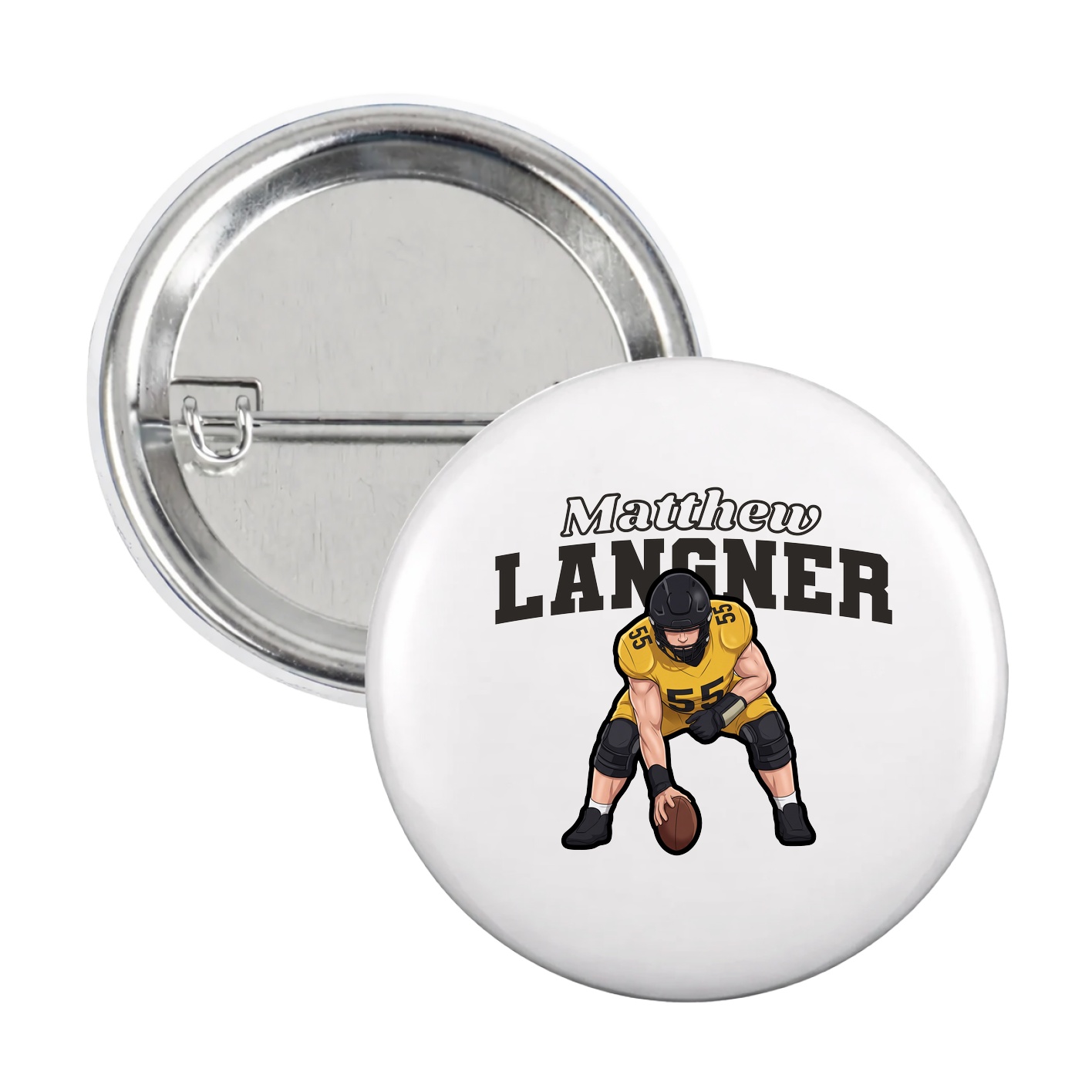 Game Day Button — Name Arch in White