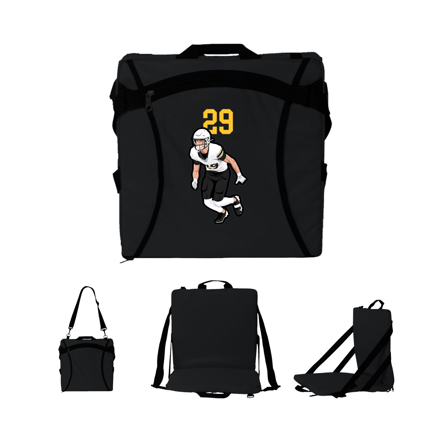 Folding Stadium Seat — Number Top in Black