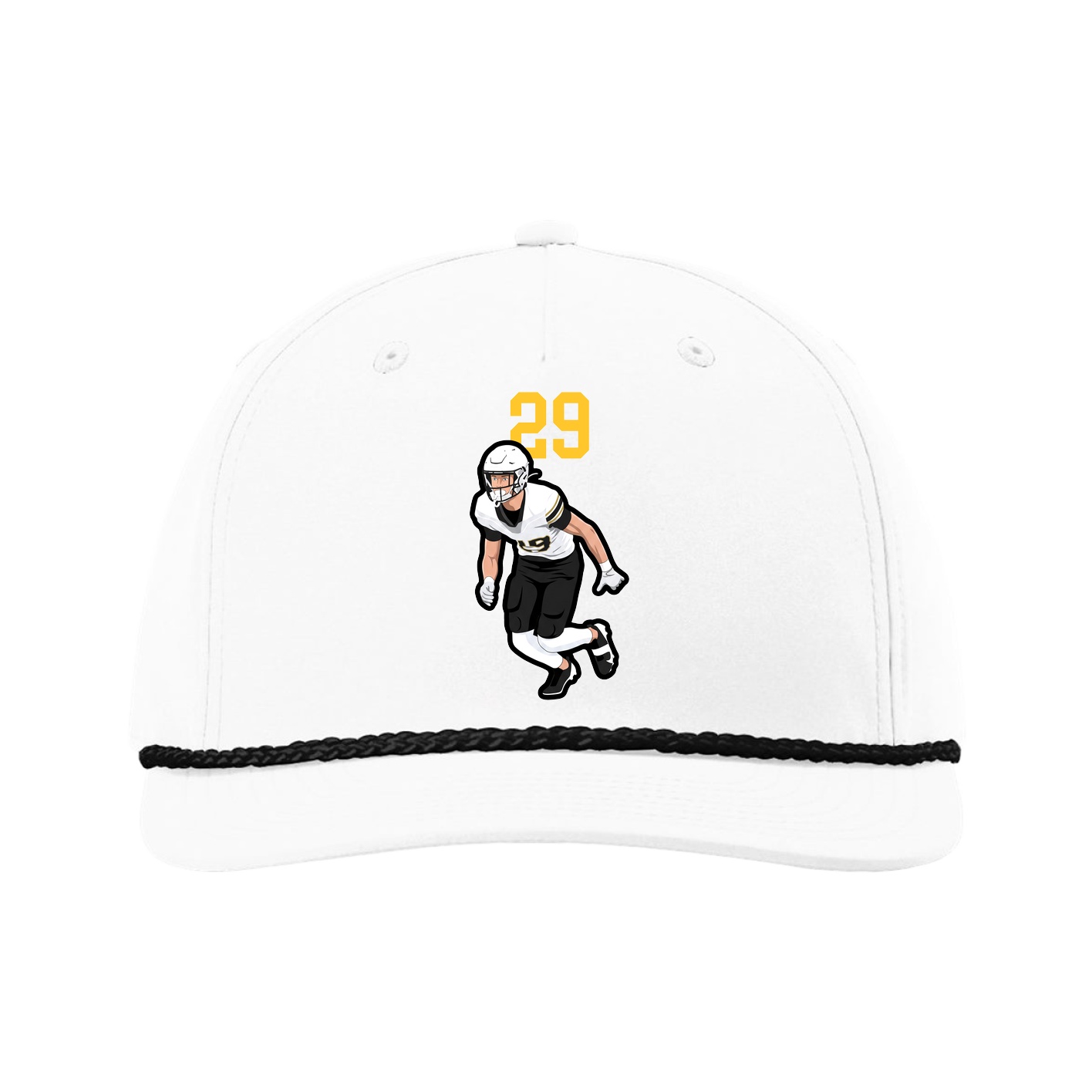 Five-Panel Classic Rope Cap — Number Top in White