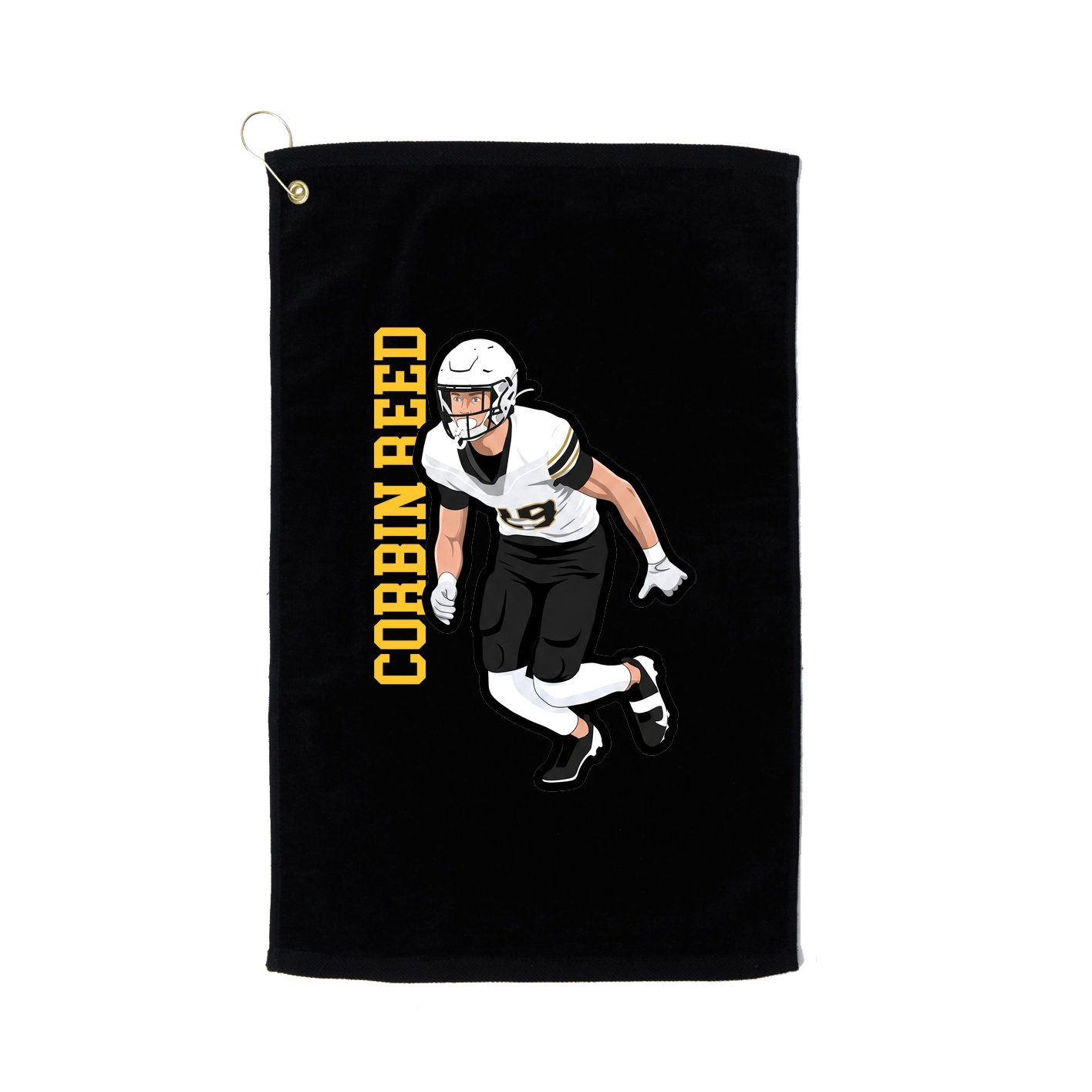 Golf Towel — Name Vertical in Black