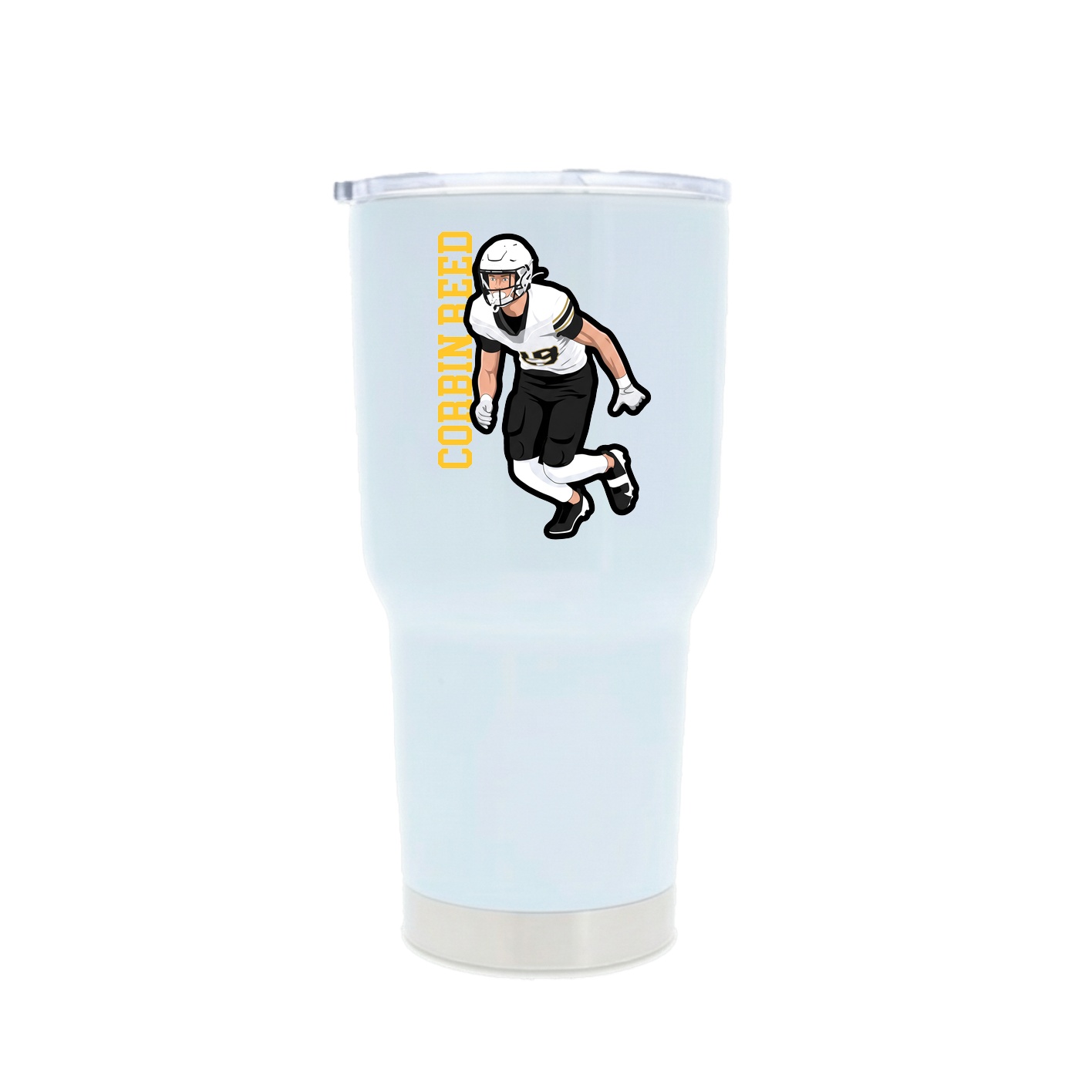 30oz Stainless Steel Tumbler — Name Vertical in White