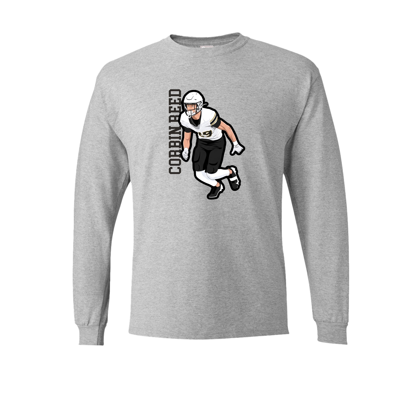 Long Sleeve Tee — Name Vertical in Grey