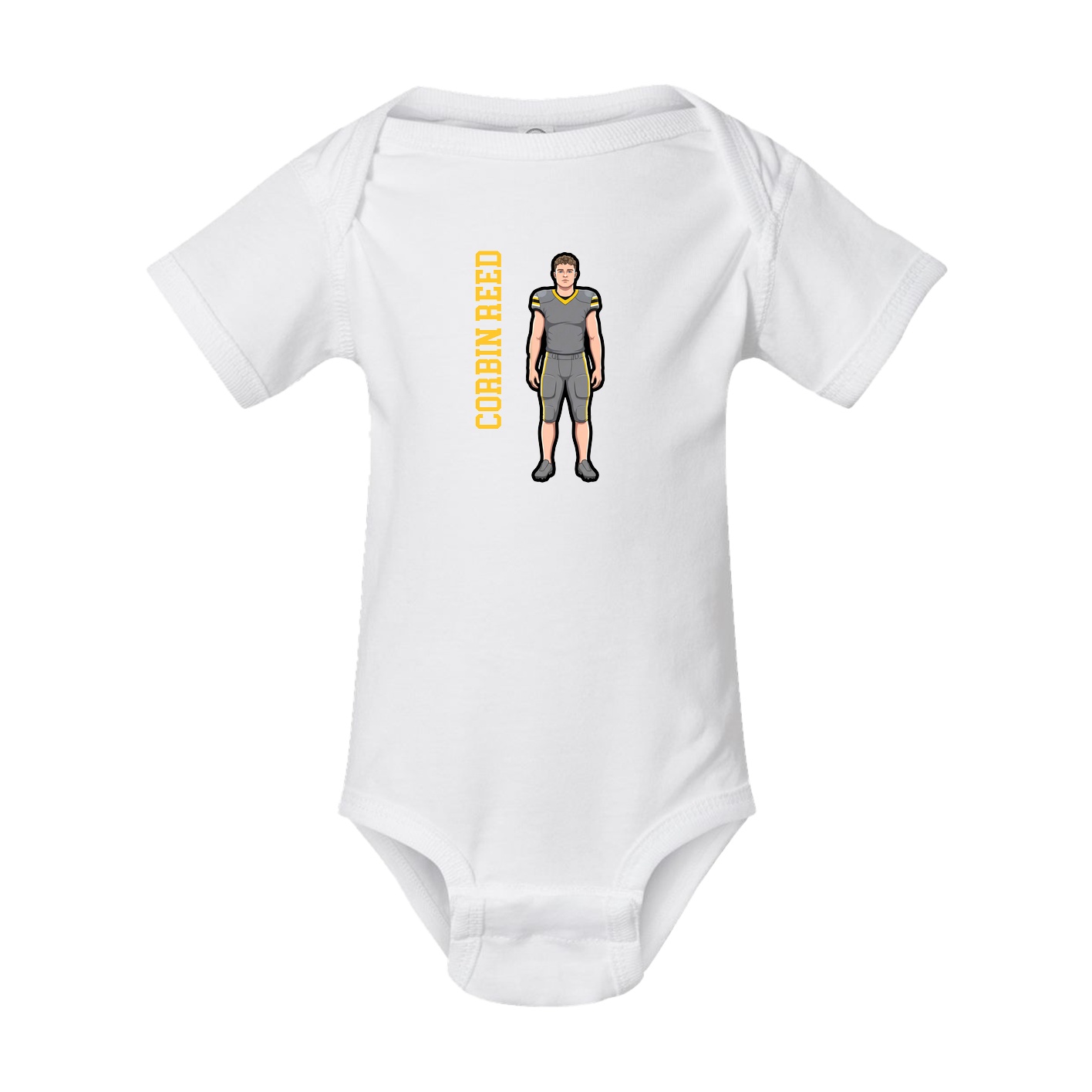 Baby Onesie — Name Vertical in White
