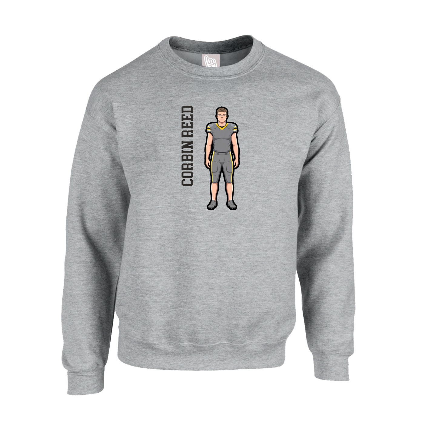 Fleece Crew — Name Vertical in Grey