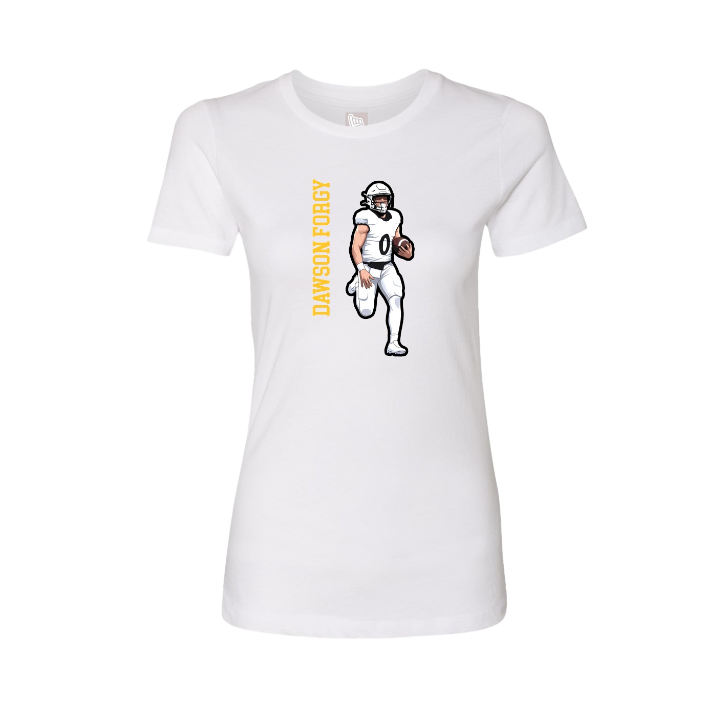 Womens Tee — Name Vertical in White