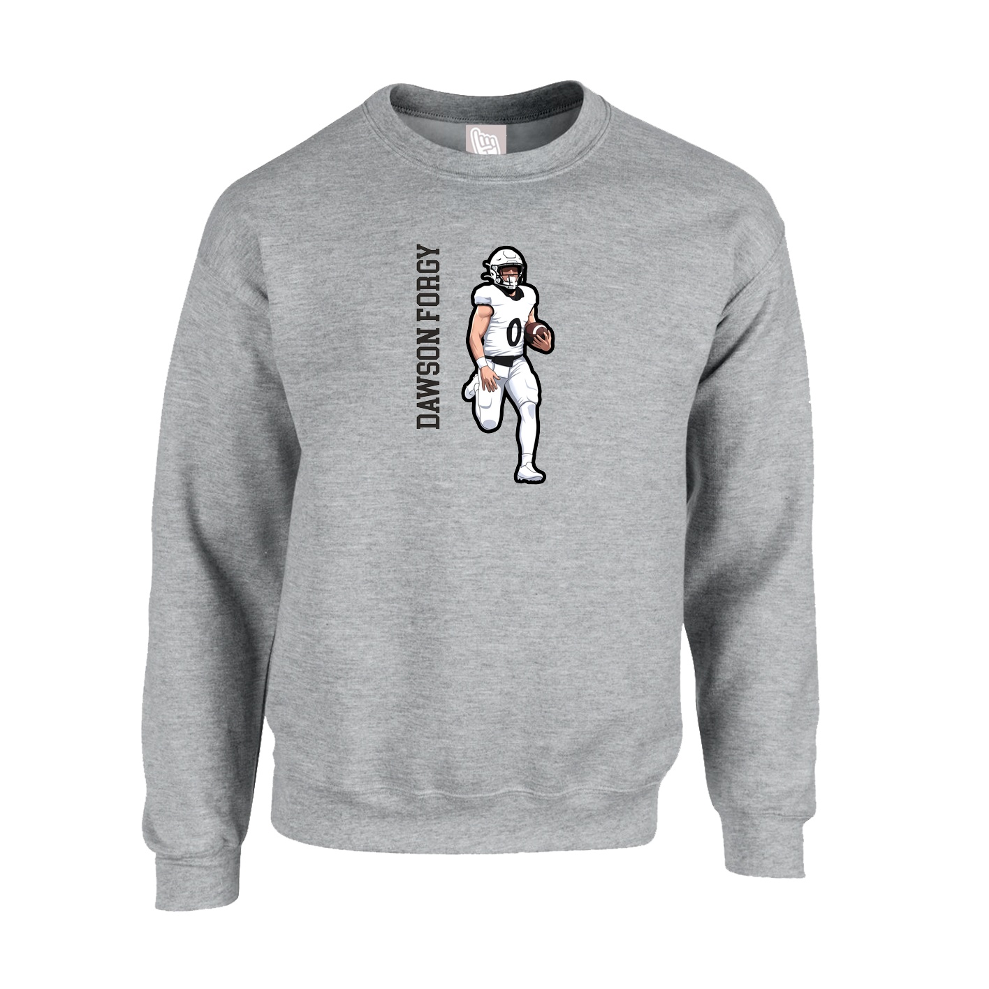 Fleece Crew — Name Vertical in Grey