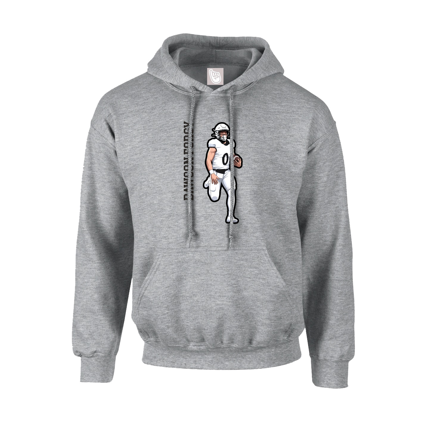 Youth Hoodie — Name Vertical in Grey