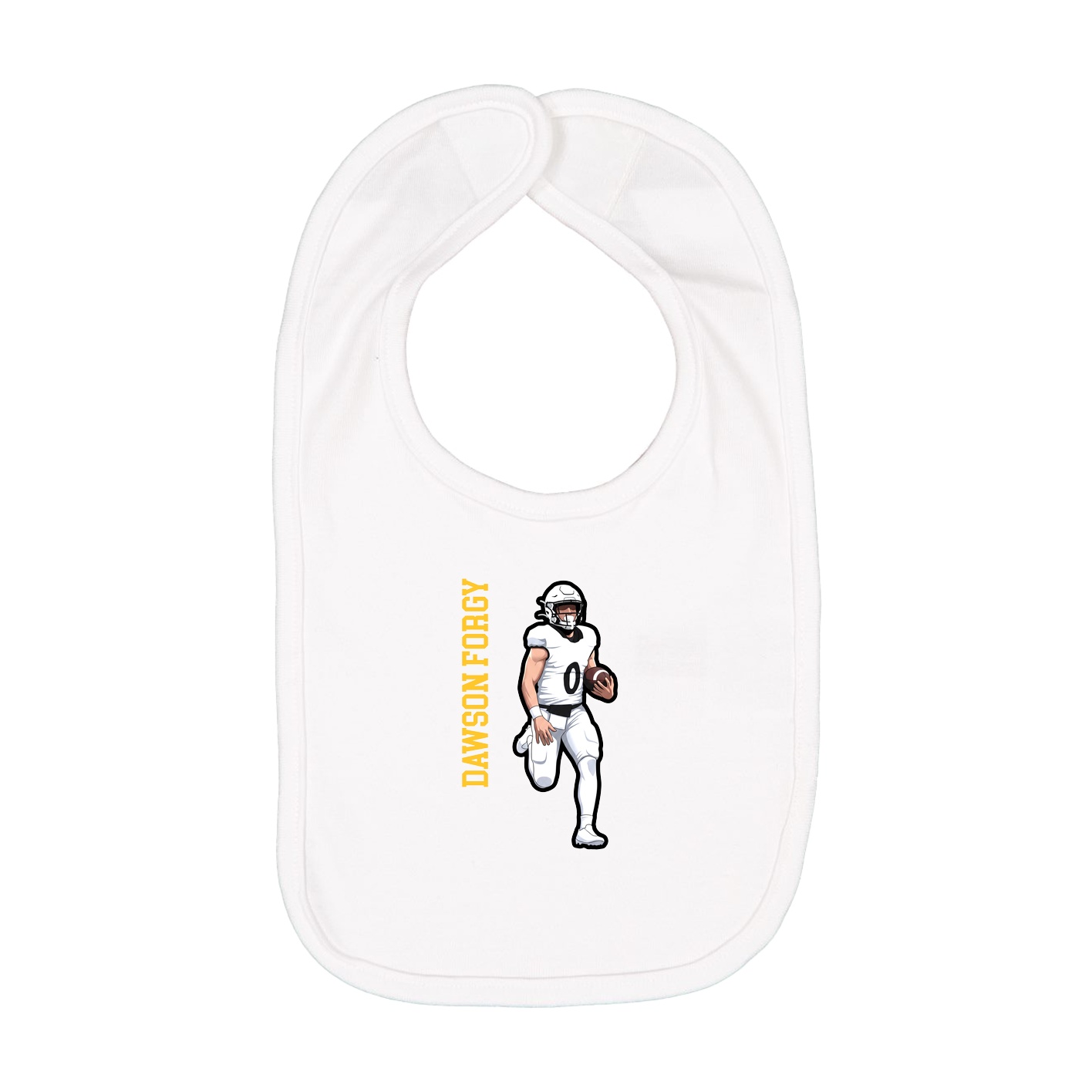 Infant Bib — Name Vertical in White