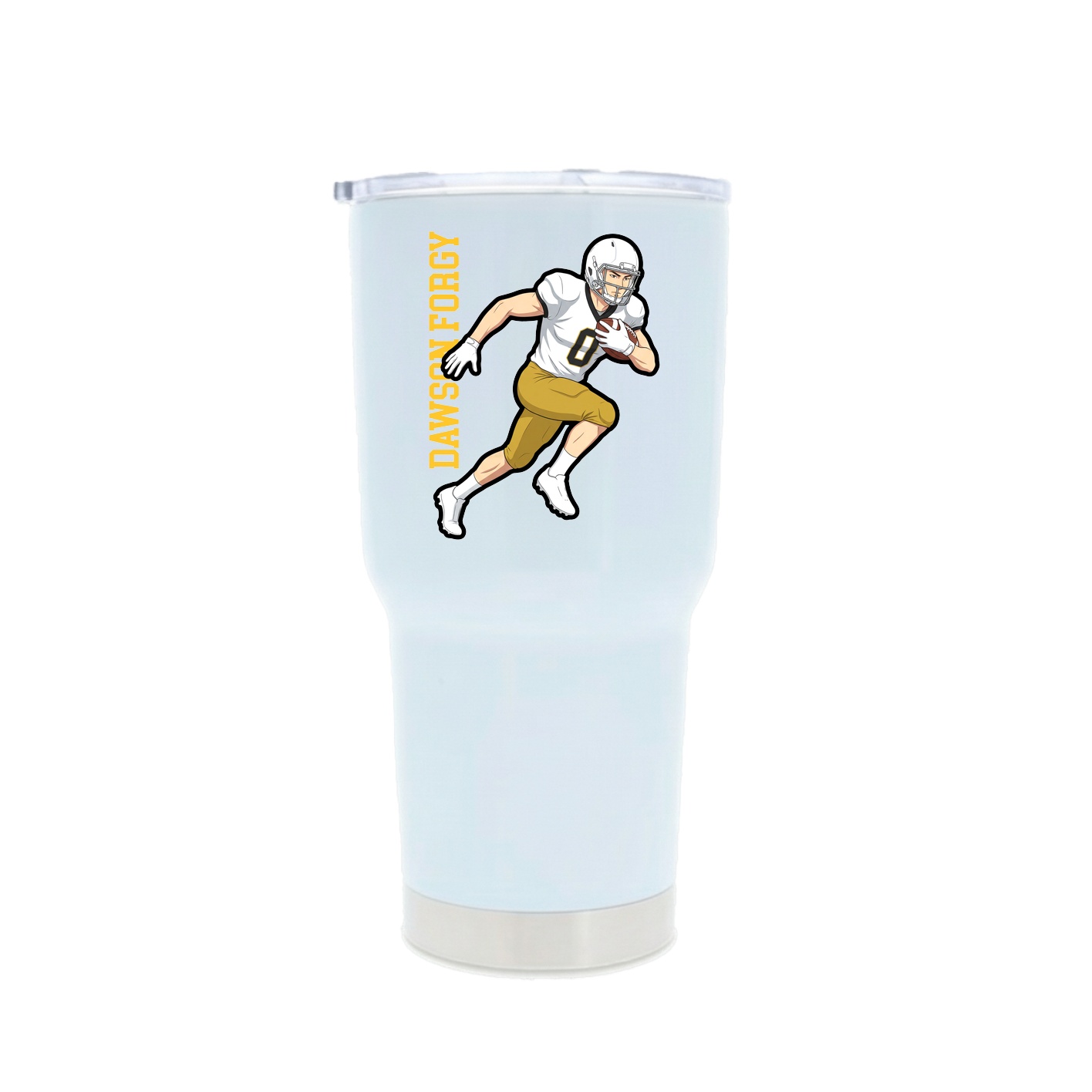 30oz Stainless Steel Tumbler — Name Vertical in White