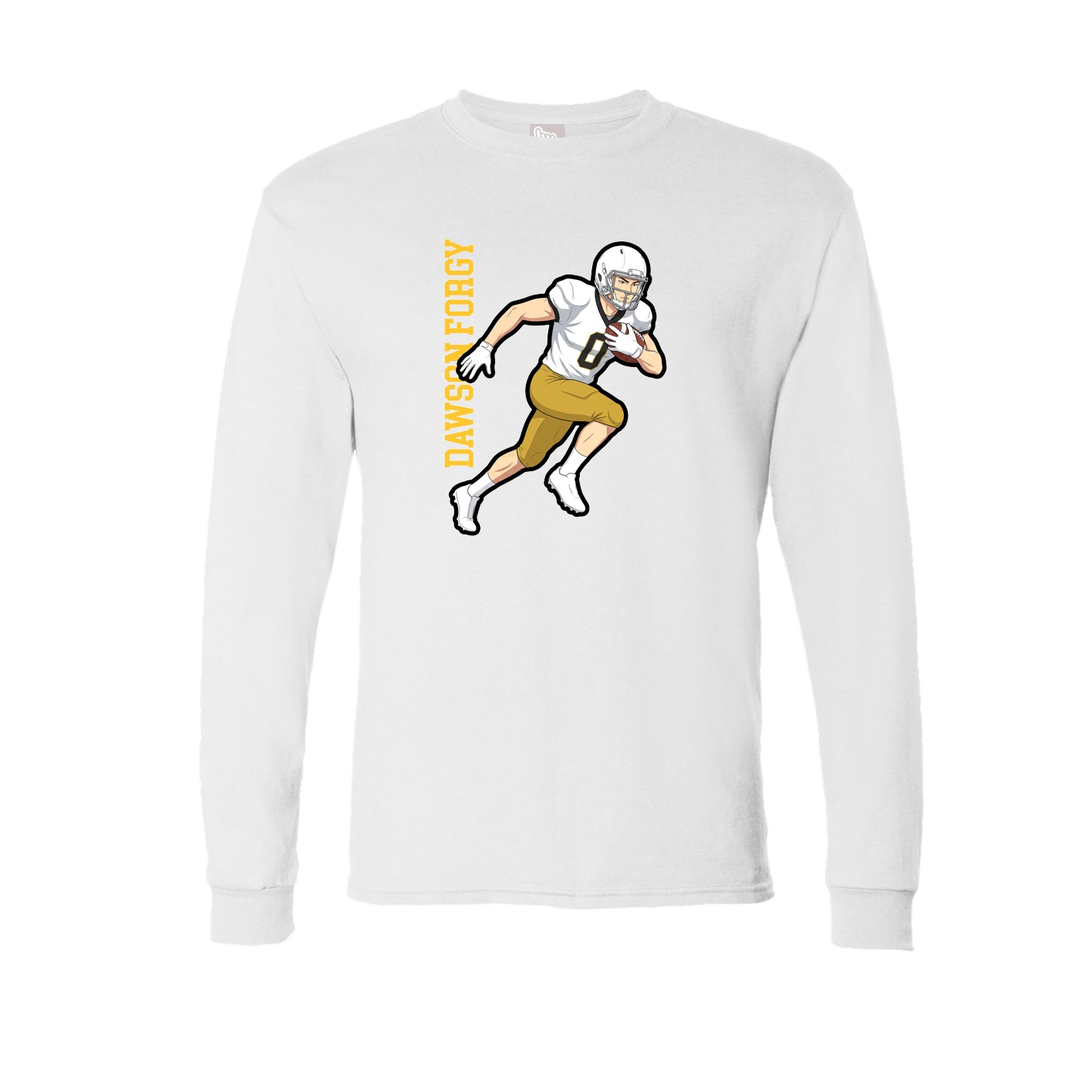 Long Sleeve Tee — Name Vertical in White