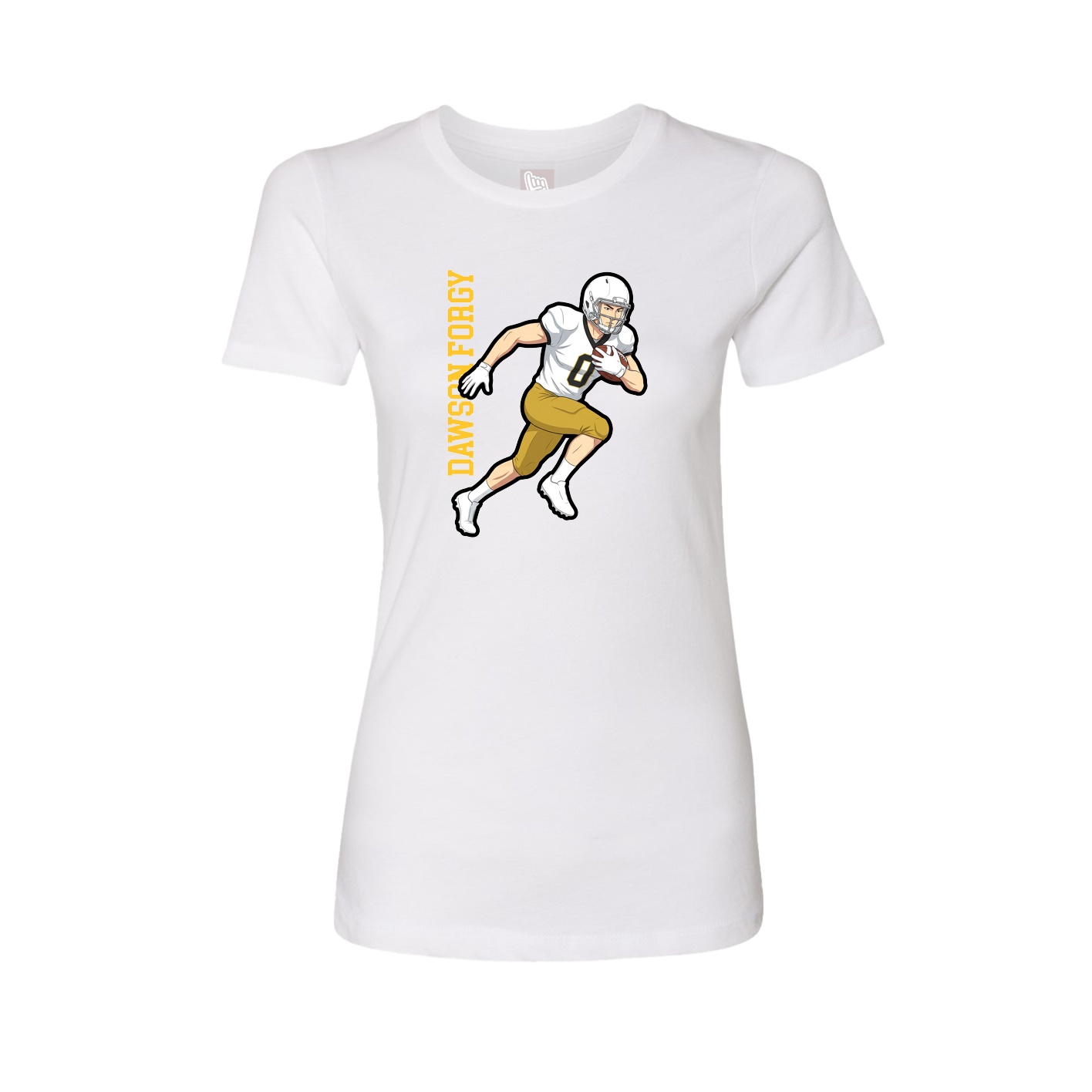 Womens Tee — Name Vertical in White