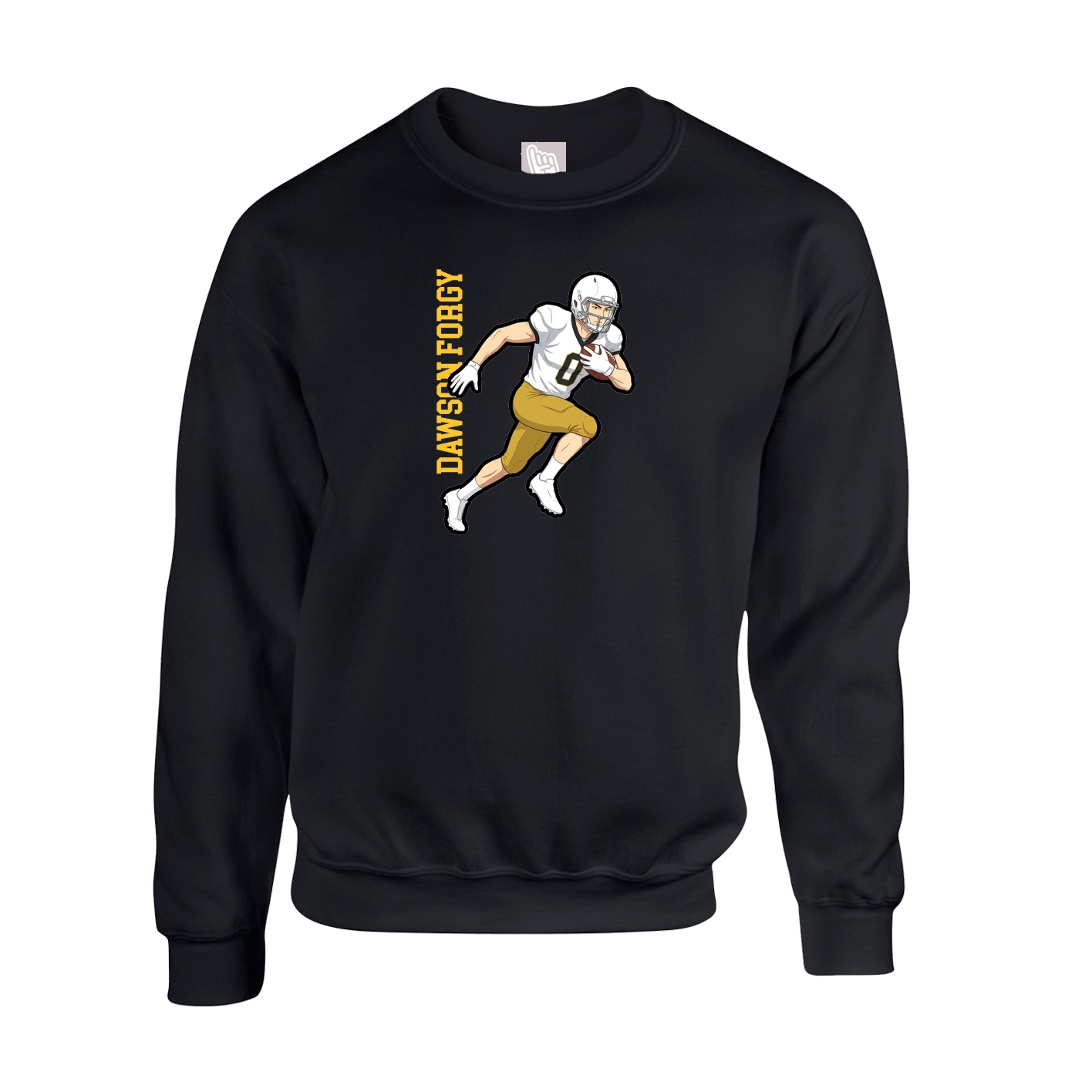 Fleece Crew — Name Vertical in Black