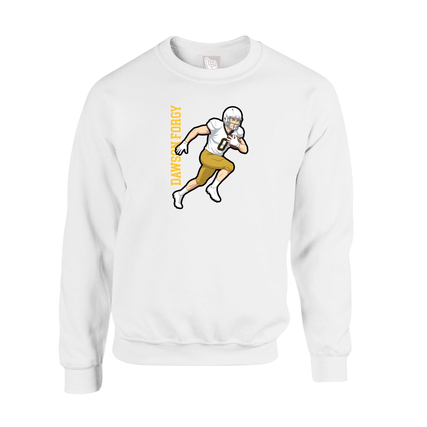 Fleece Crew — Name Vertical in White