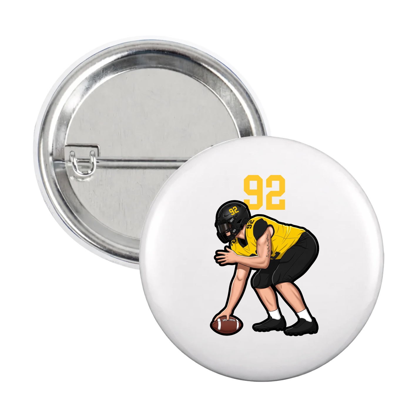 Game Day Button — Number Top in White