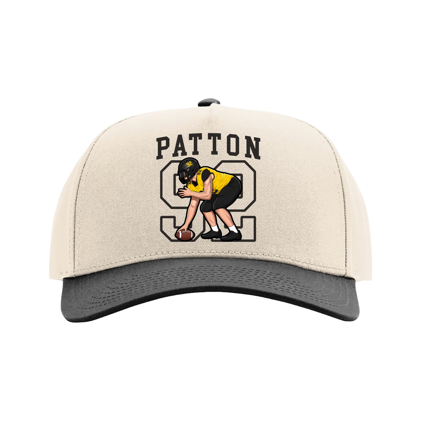 Full Fabric Five-Panel Champ Cap — Shirsey in Cream/Black