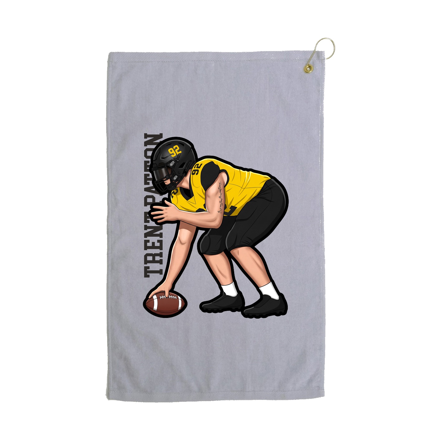 Golf Towel — Name Vertical in Grey