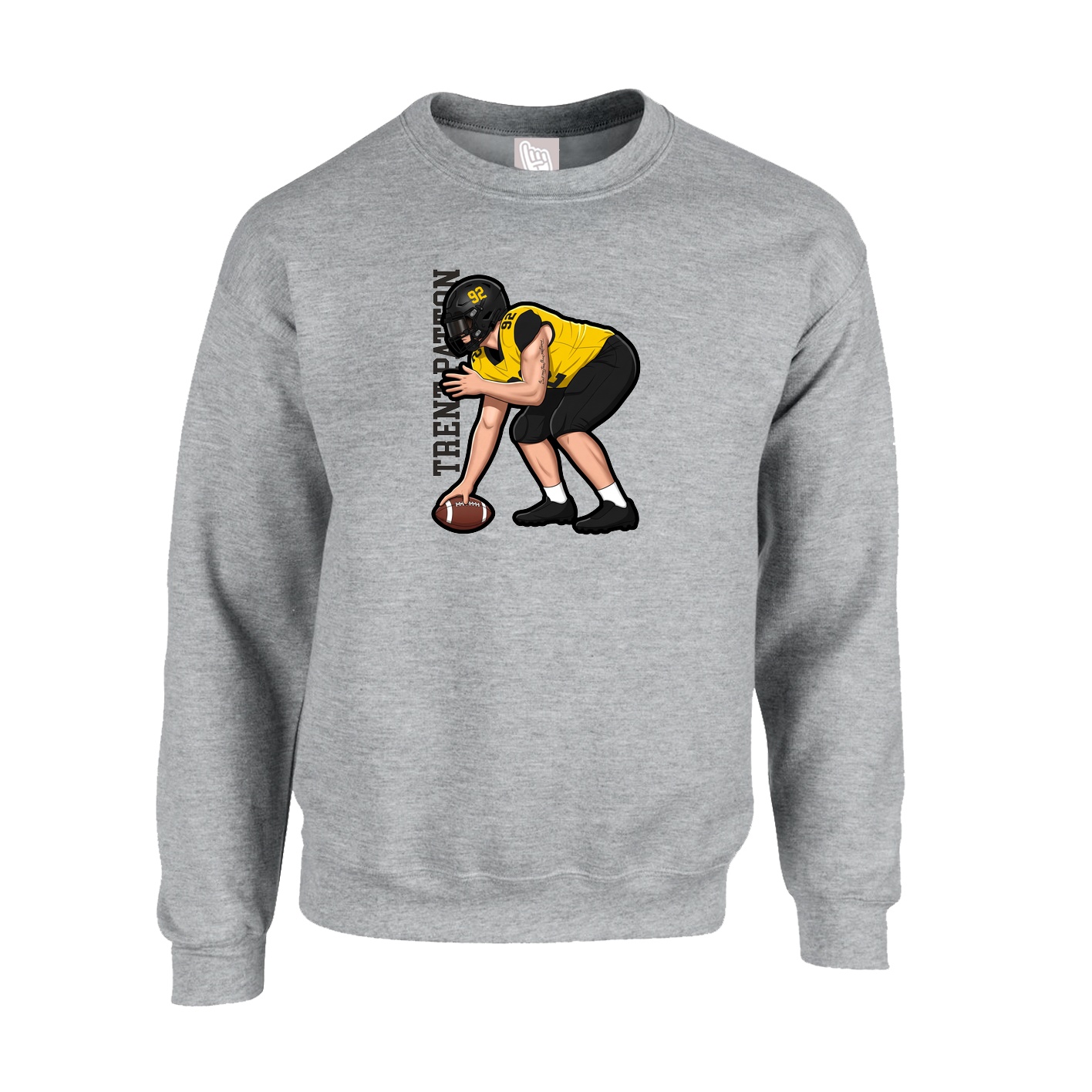 Fleece Crew — Name Vertical in Grey