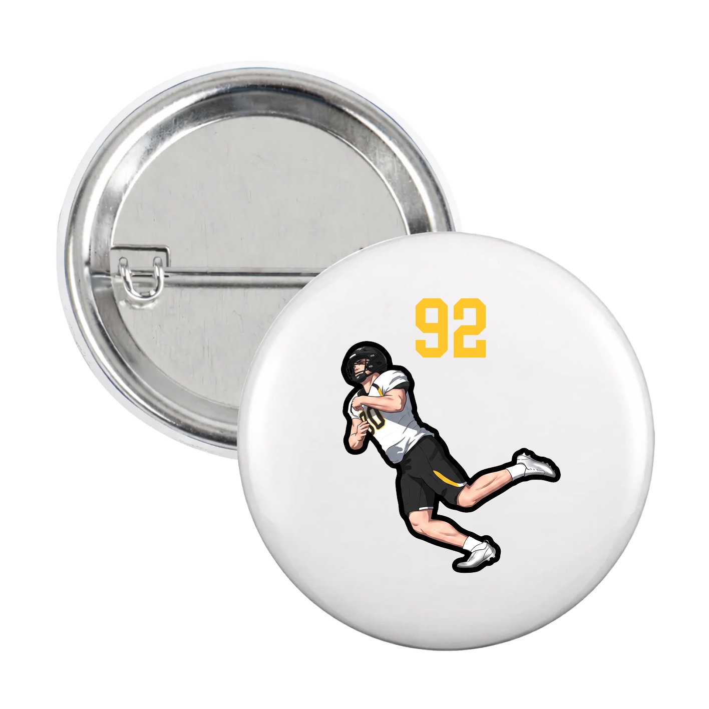 Game Day Button — Number Top in White