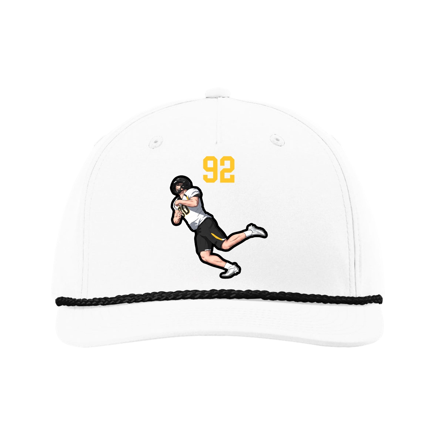 Five-Panel Classic Rope Cap — Number Top in White