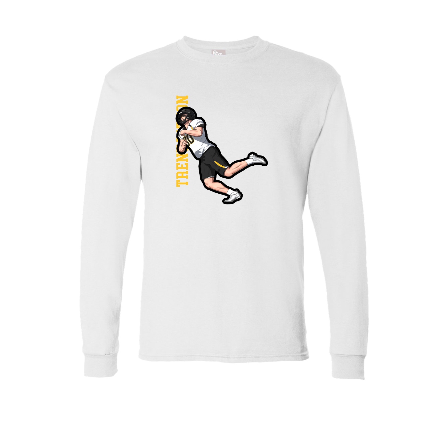 Long Sleeve Tee — Name Vertical in White