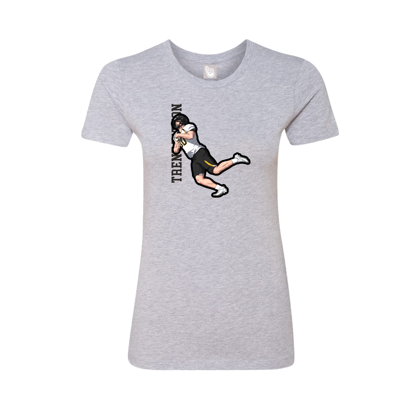 Womens Tee — Name Vertical in Grey