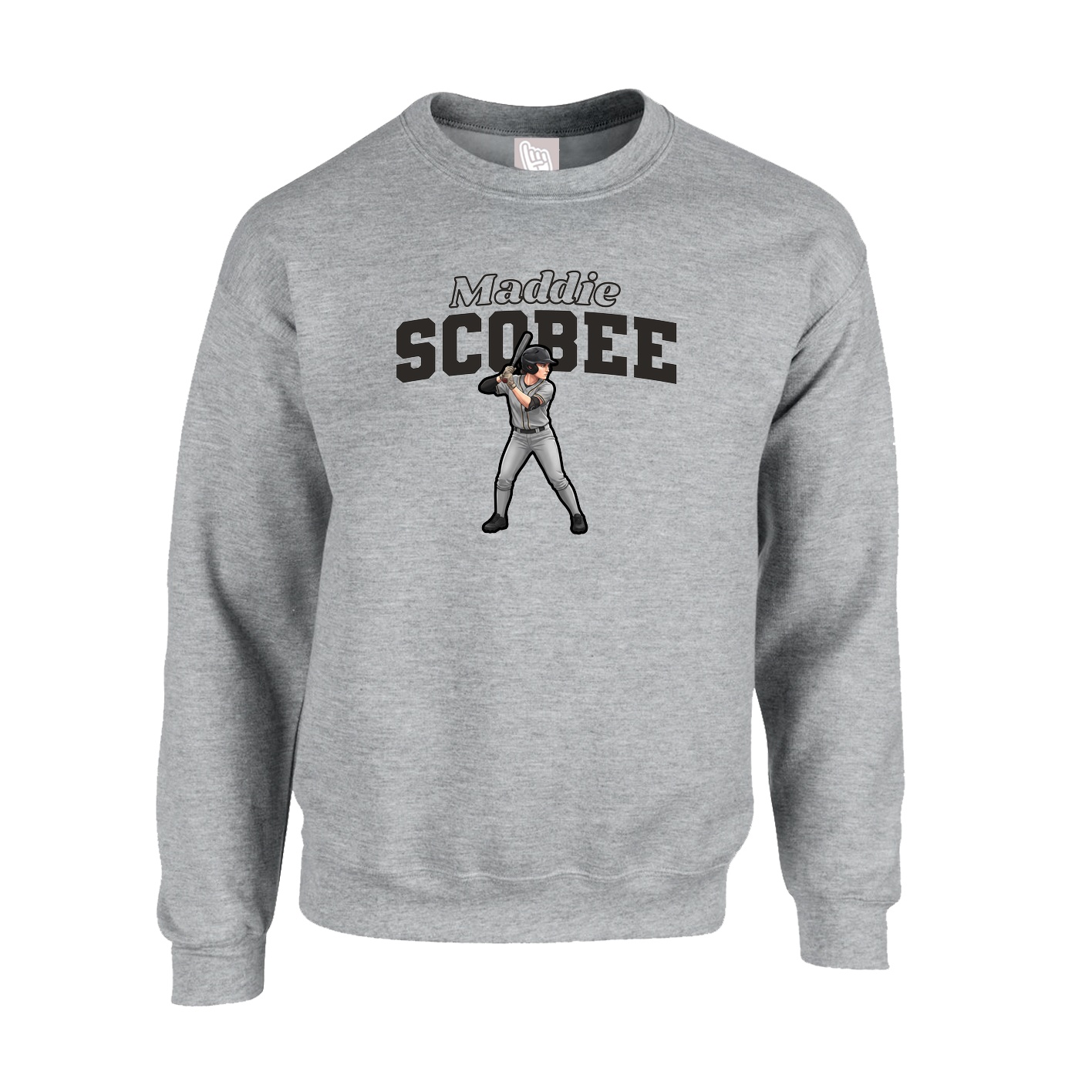 Fleece Crew — Name Arch in Grey