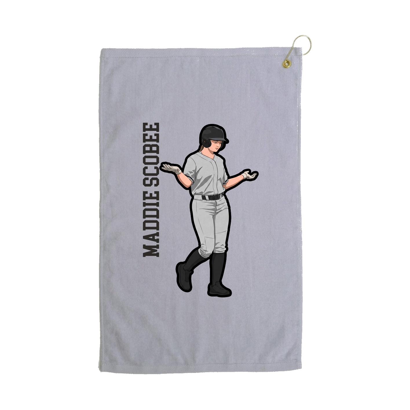 Golf Towel — Name Vertical in Grey