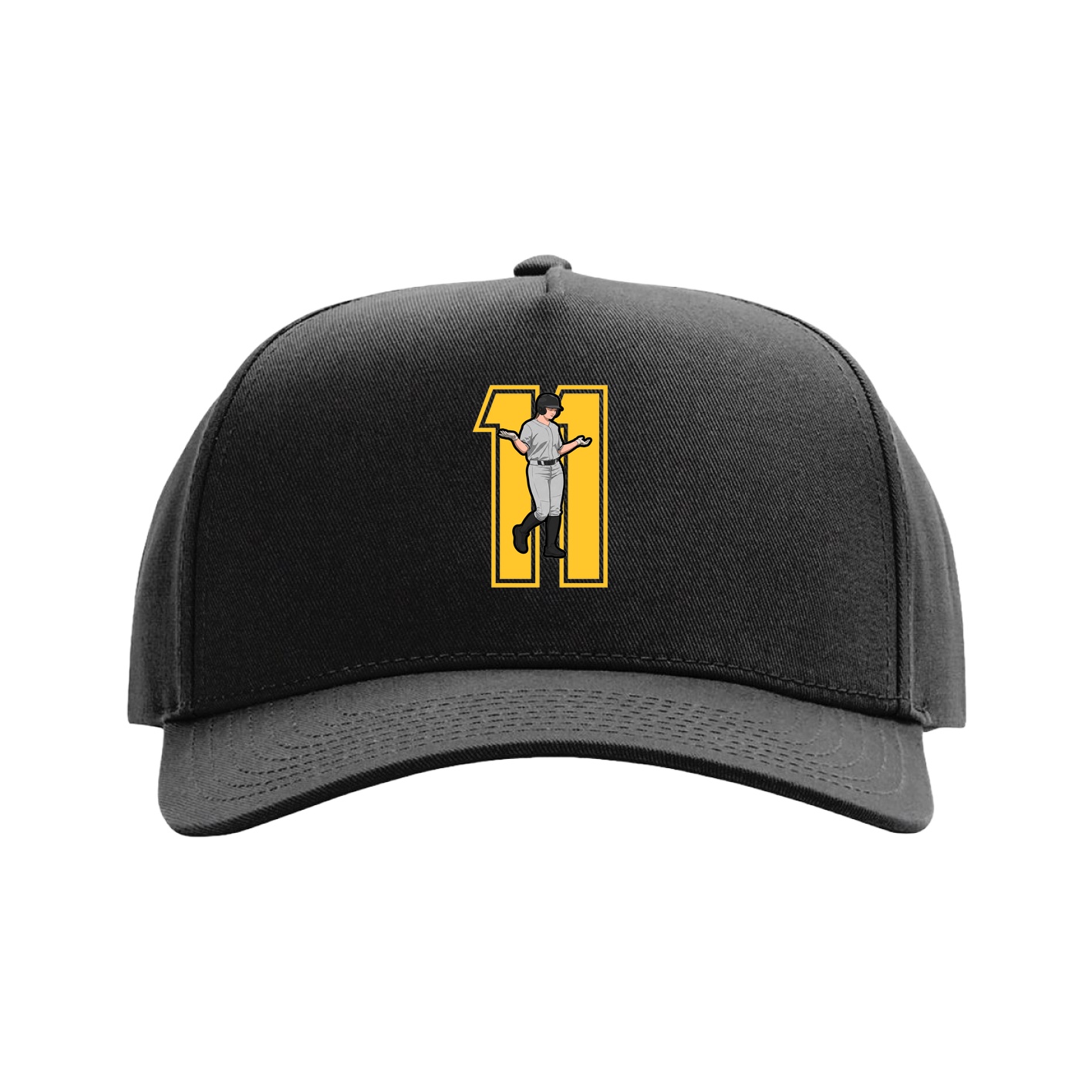 Full Fabric Five-Panel Champ Cap — Number in Black