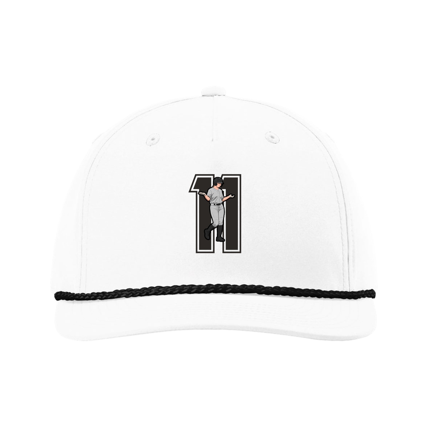 Five-Panel Classic Rope Cap — Number in White