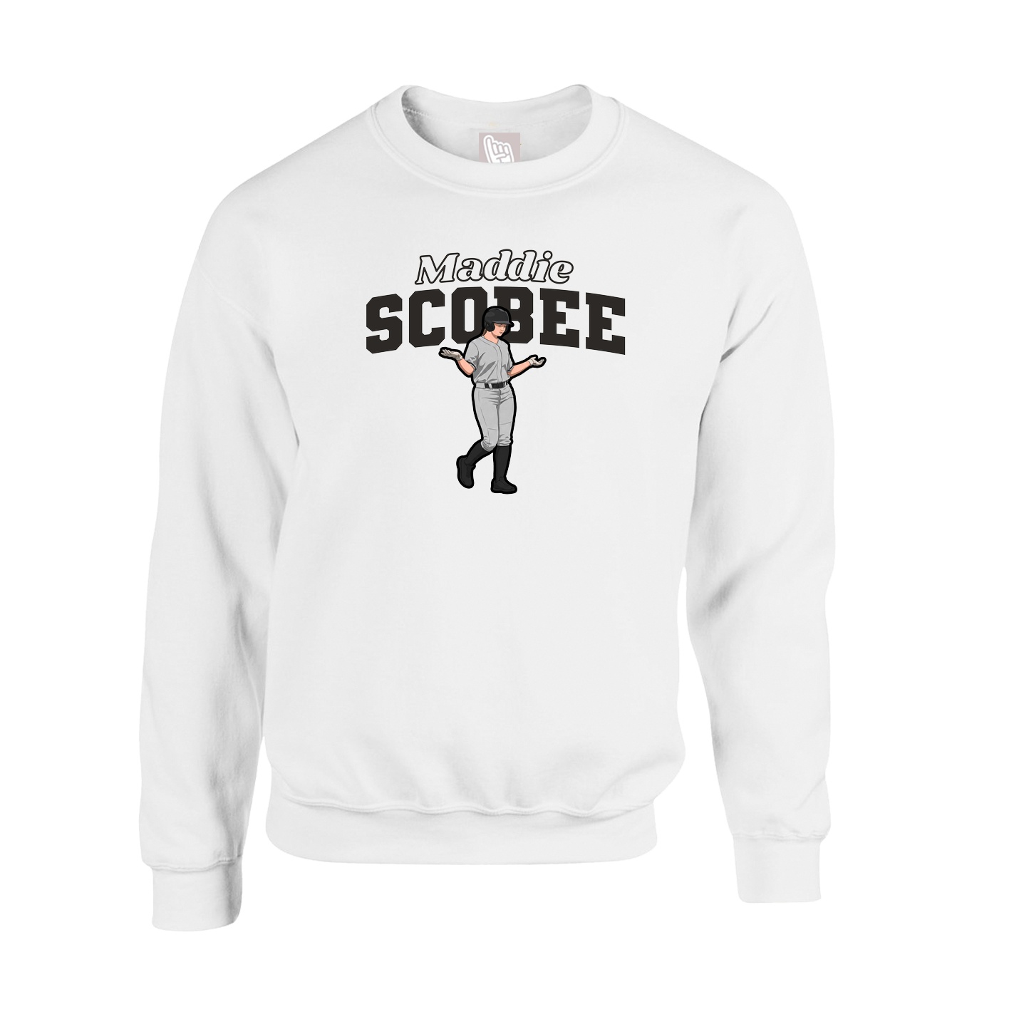 Fleece Crew — Name Arch in White